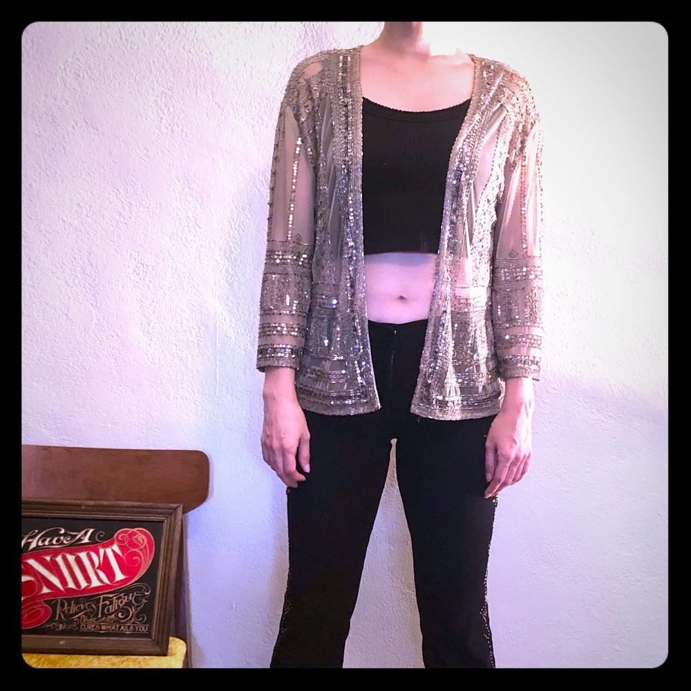 Hand Beaded Gold Jacket💋